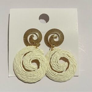 Elegant Gold and Cream Spiral Earrings